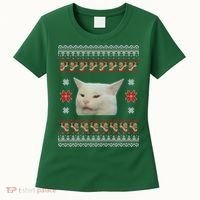 Funny Woman Yelling At Cat Meme Ugly Christmas Women's T-Shirt thumb 0