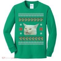 Funny Woman Yelling At Cat Meme Ugly Christmas Kids Long Sleeve Shirt thumb 0