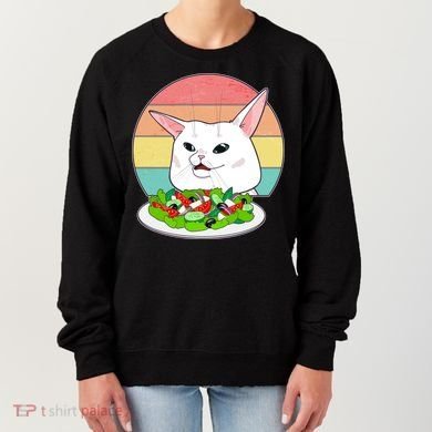 Funny Woman Yelling at Table Cat Meme Women's Sweatshirt