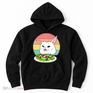 Funny Woman Yelling at Table Cat Meme Hoodie
