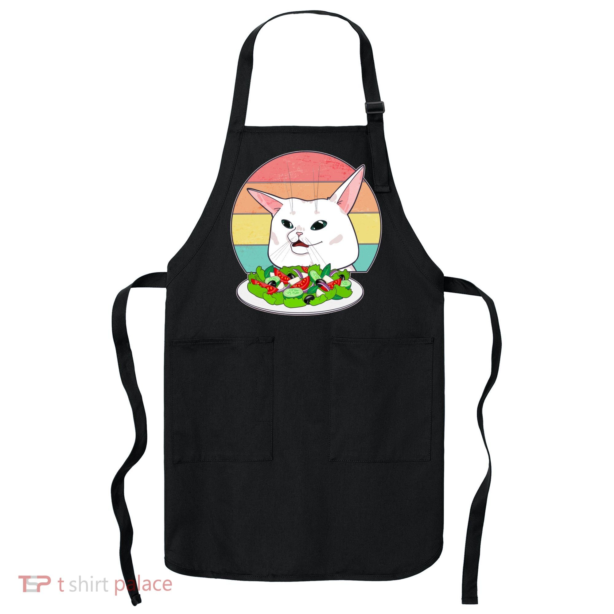 Funny Woman Yelling at Table Cat Meme Apron