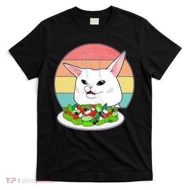 Funny Woman Yelling at Table Cat Meme T-Shirt