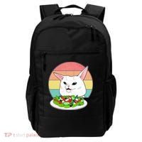 Funny Woman Yelling at Table Cat Meme Backpack thumb 0