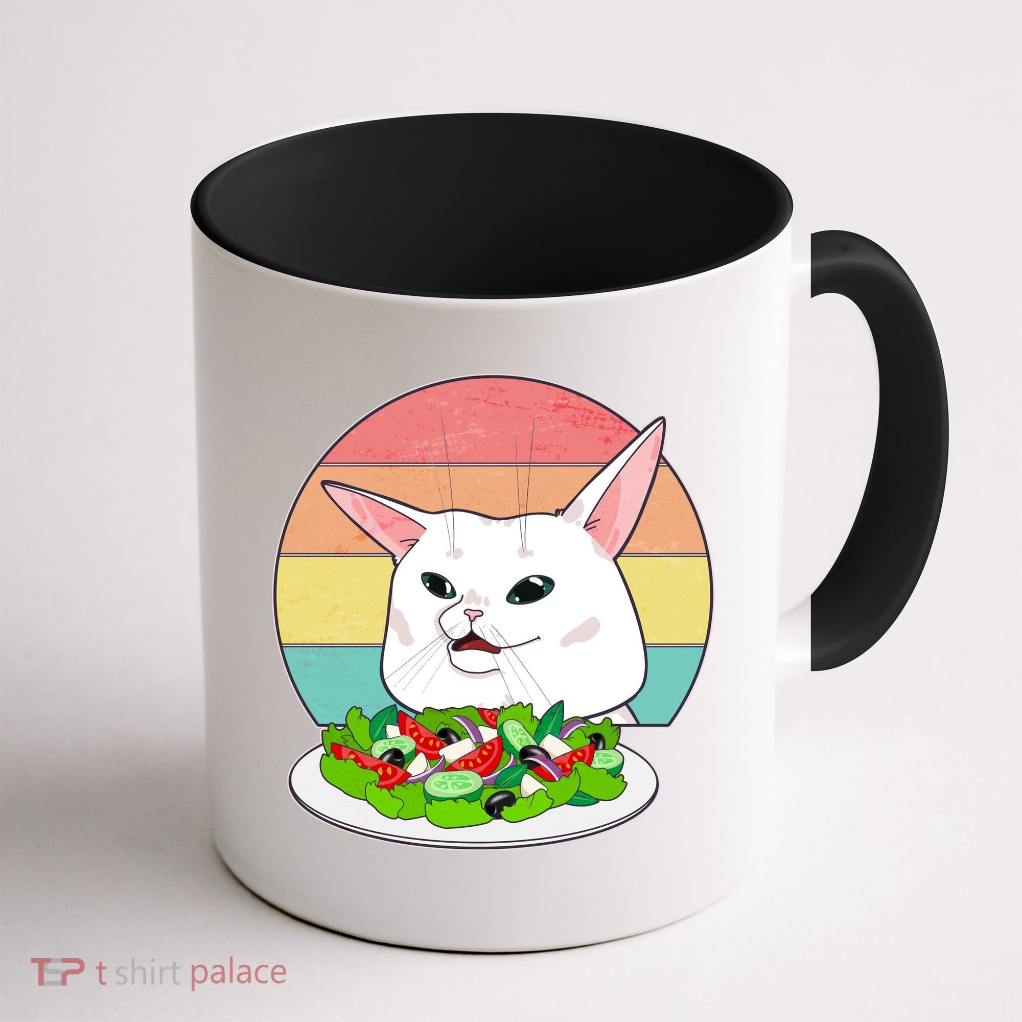 Funny Woman Yelling at Table Cat Meme Coffee Mug