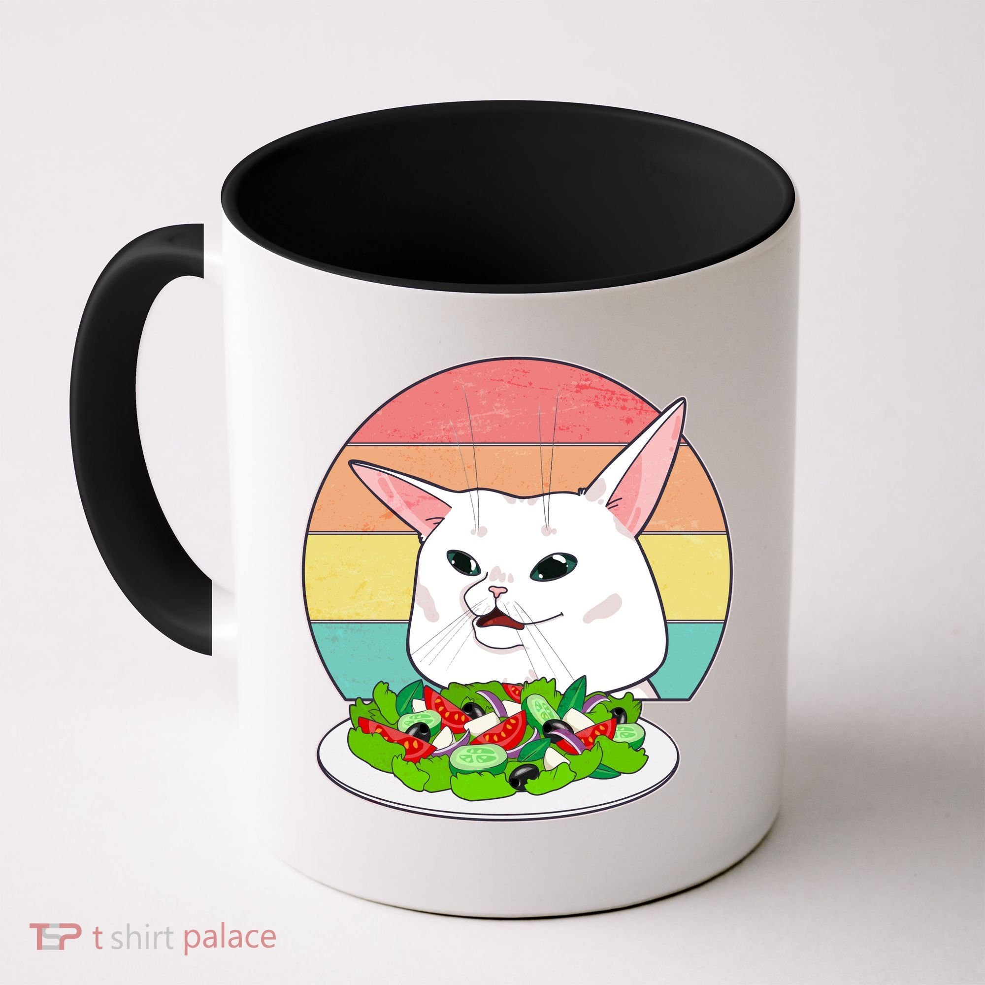 Funny Woman Yelling at Table Cat Meme Coffee Mug