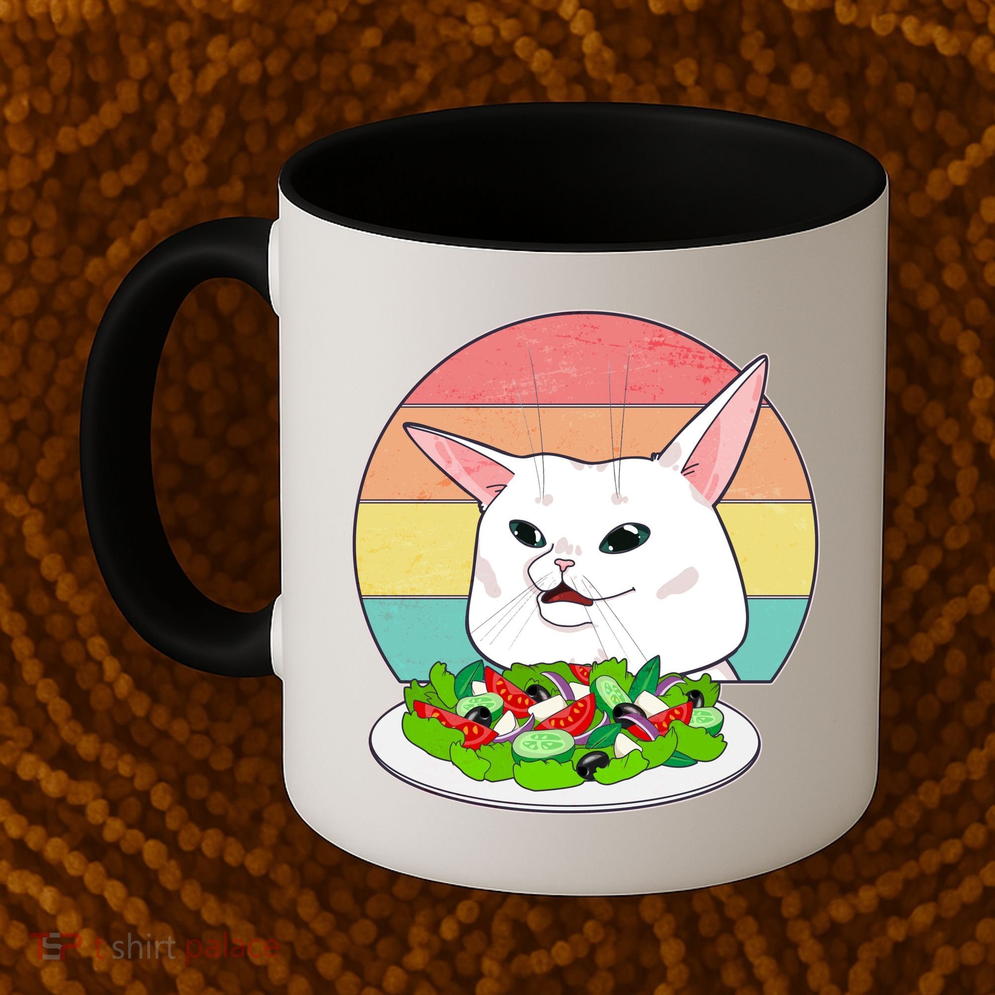 Funny Woman Yelling at Table Cat Meme Coffee Mug