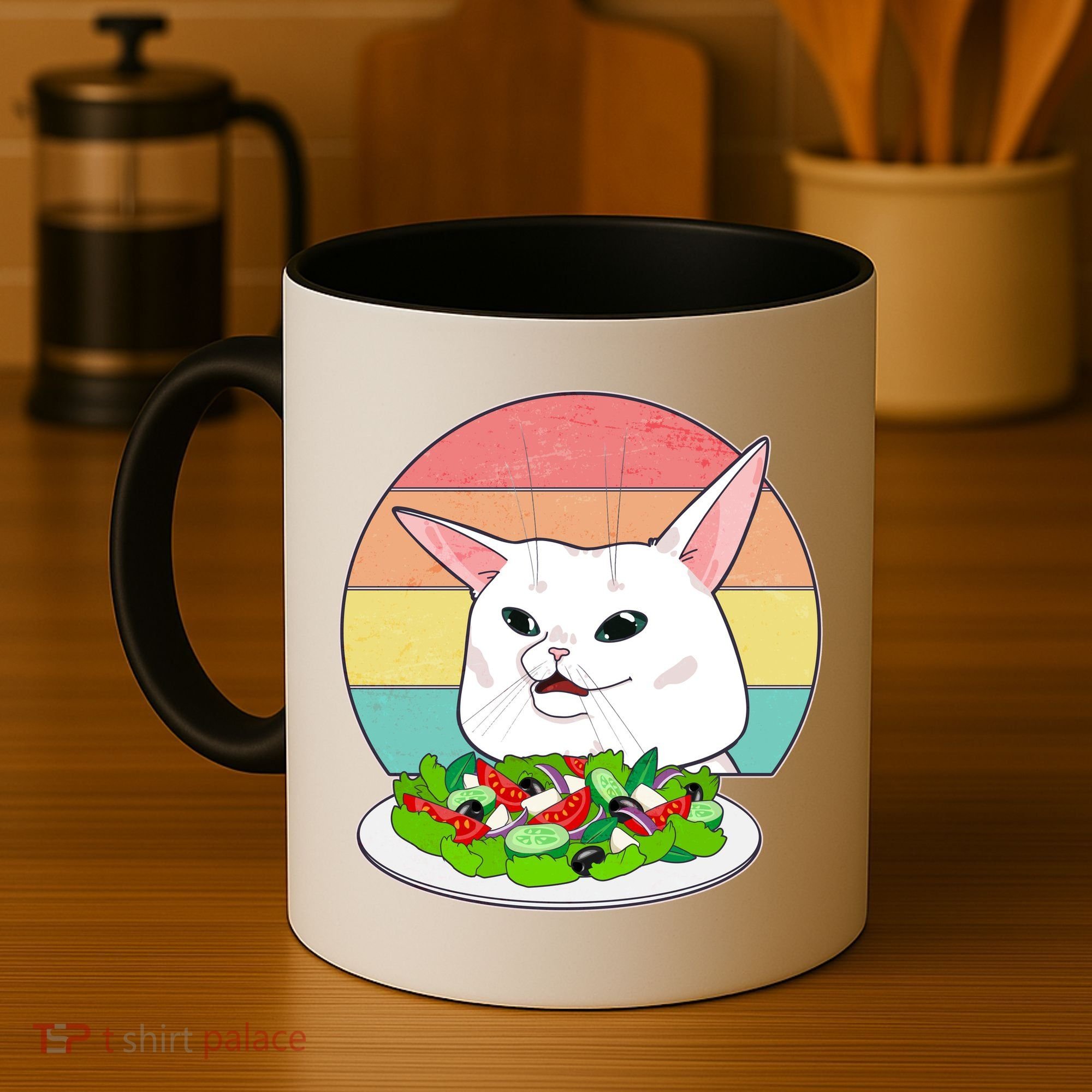 Funny Woman Yelling at Table Cat Meme Coffee Mug