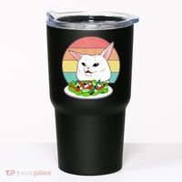 Funny Woman Yelling at Table Cat Meme Tumbler thumb 0