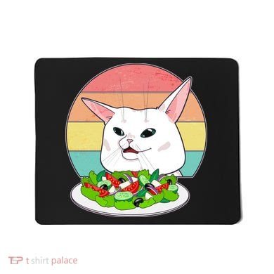 Funny Woman Yelling at Table Cat Meme Mousepad