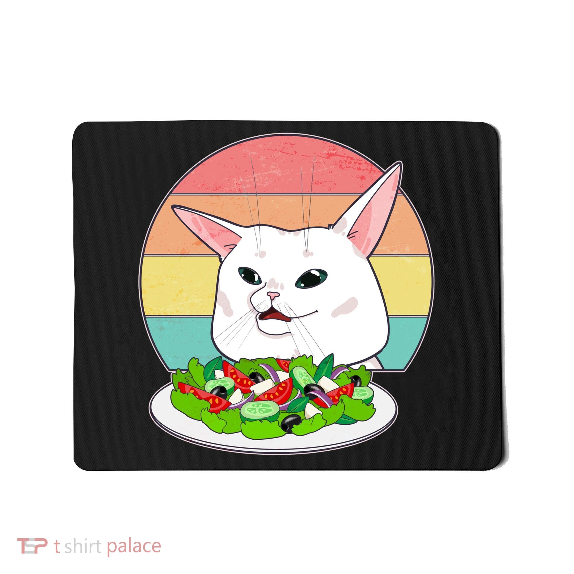Funny Woman Yelling at Table Cat Meme Mousepad