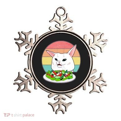 Funny Woman Yelling at Table Cat Meme Ornament