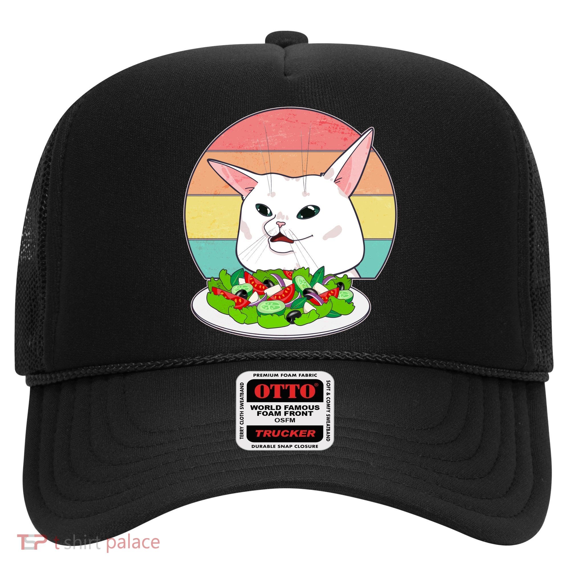 Funny Woman Yelling at Table Cat Meme Hat