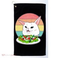 Funny Woman Yelling at Table Cat Meme Golf Towel thumb 0