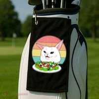 Funny Woman Yelling at Table Cat Meme Golf Towel thumb 2