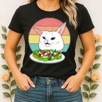 Funny Woman Yelling at Table Cat Meme Women's T-Shirt thumb 2
