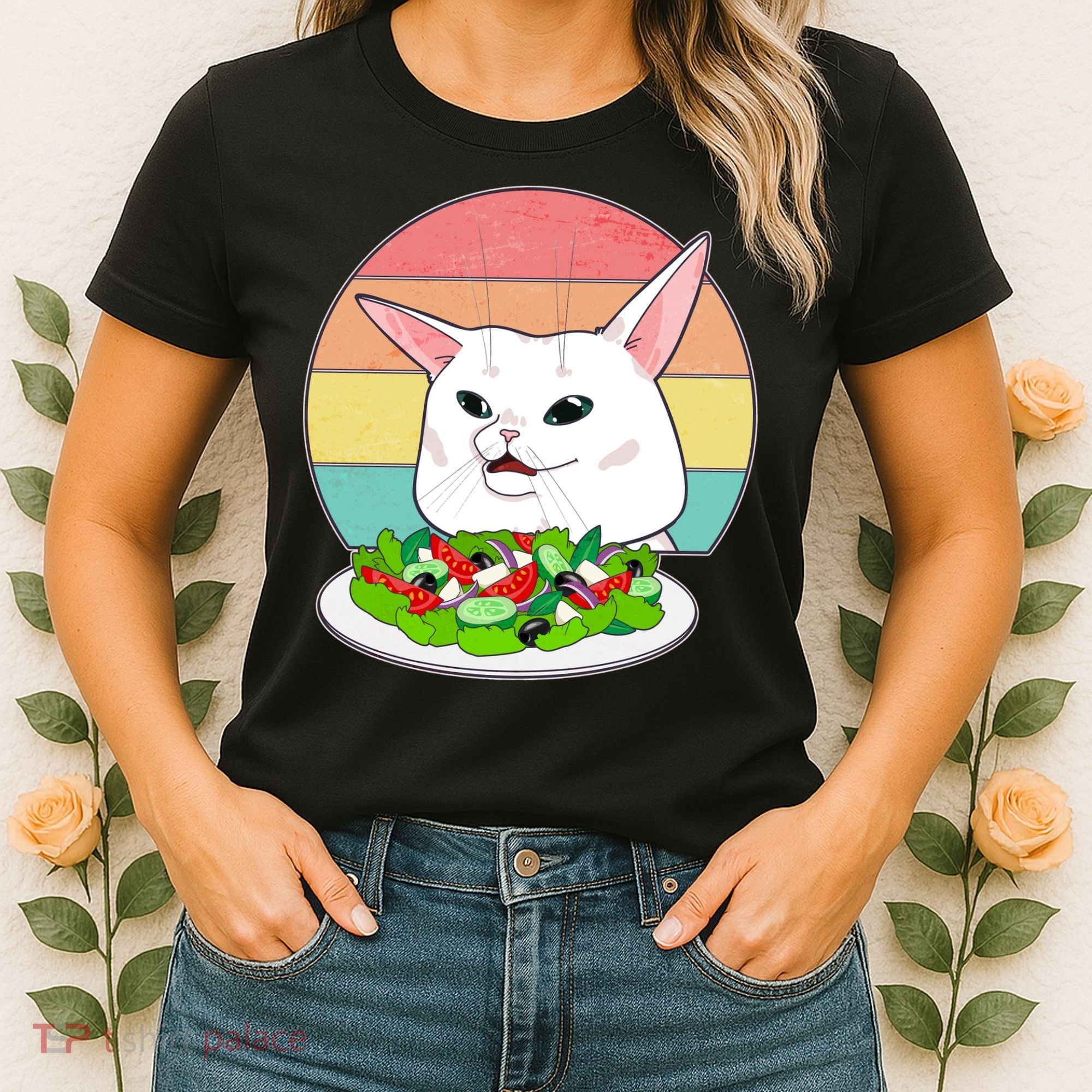 Funny Woman Yelling at Table Cat Meme Women's T-Shirt