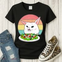 Funny Woman Yelling at Table Cat Meme Women's T-Shirt thumb 3