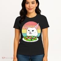 Funny Woman Yelling at Table Cat Meme Women's T-Shirt thumb 4