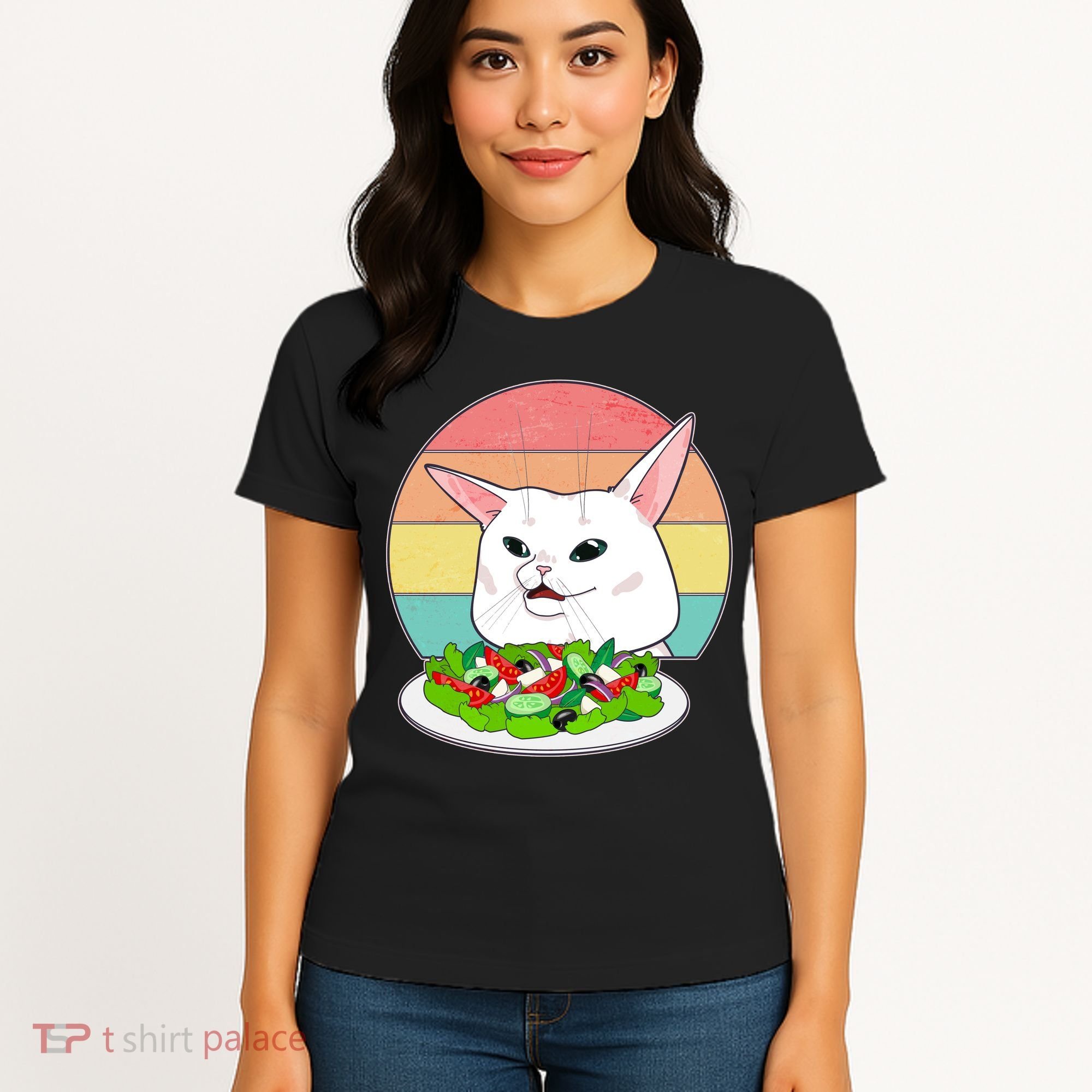 Funny Woman Yelling at Table Cat Meme Women's T-Shirt