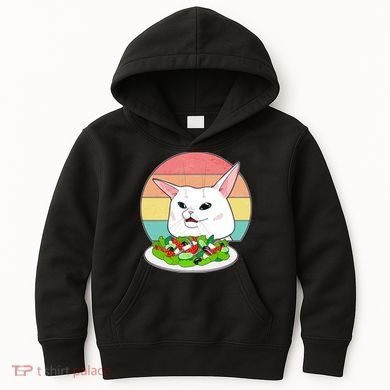 Funny Woman Yelling at Table Cat Meme Kids Hoodie