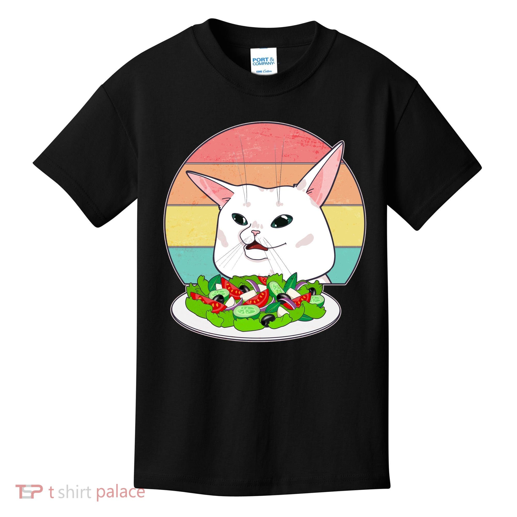 Funny Woman Yelling at Table Cat Meme Kids T-Shirt