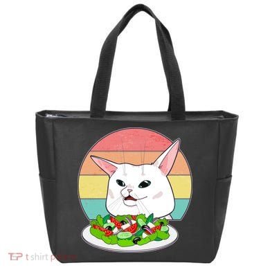 Funny Woman Yelling at Table Cat Meme Tote Bag