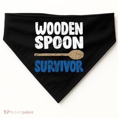 Funny Wooden Spoon Survivor Distressed USA-Made Doggie Bandana