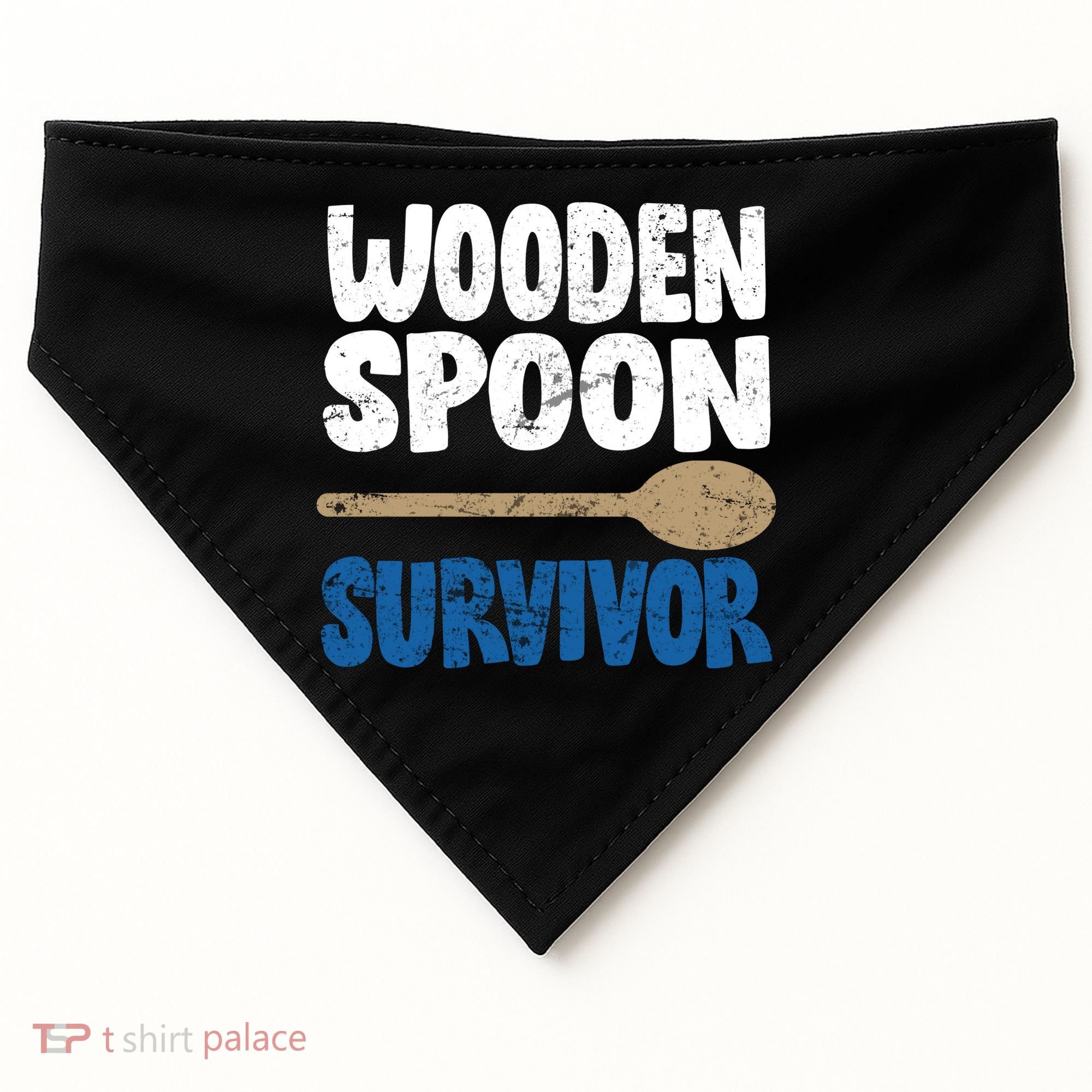 Funny Wooden Spoon Survivor Distressed USA-Made Doggie Bandana