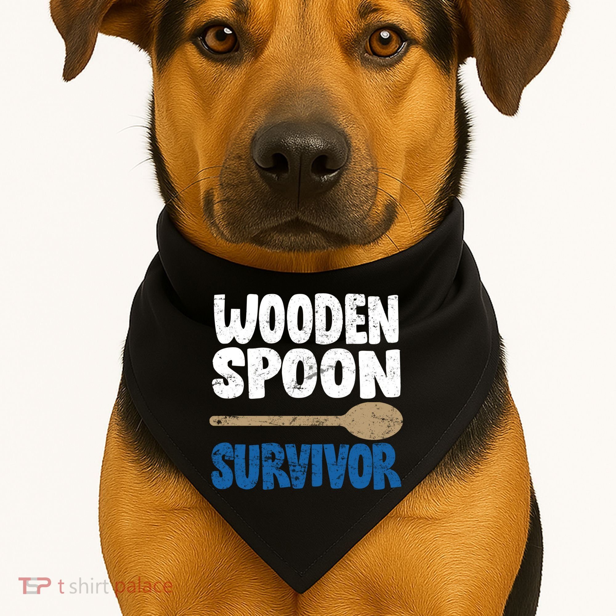 Funny Wooden Spoon Survivor Distressed USA-Made Doggie Bandana