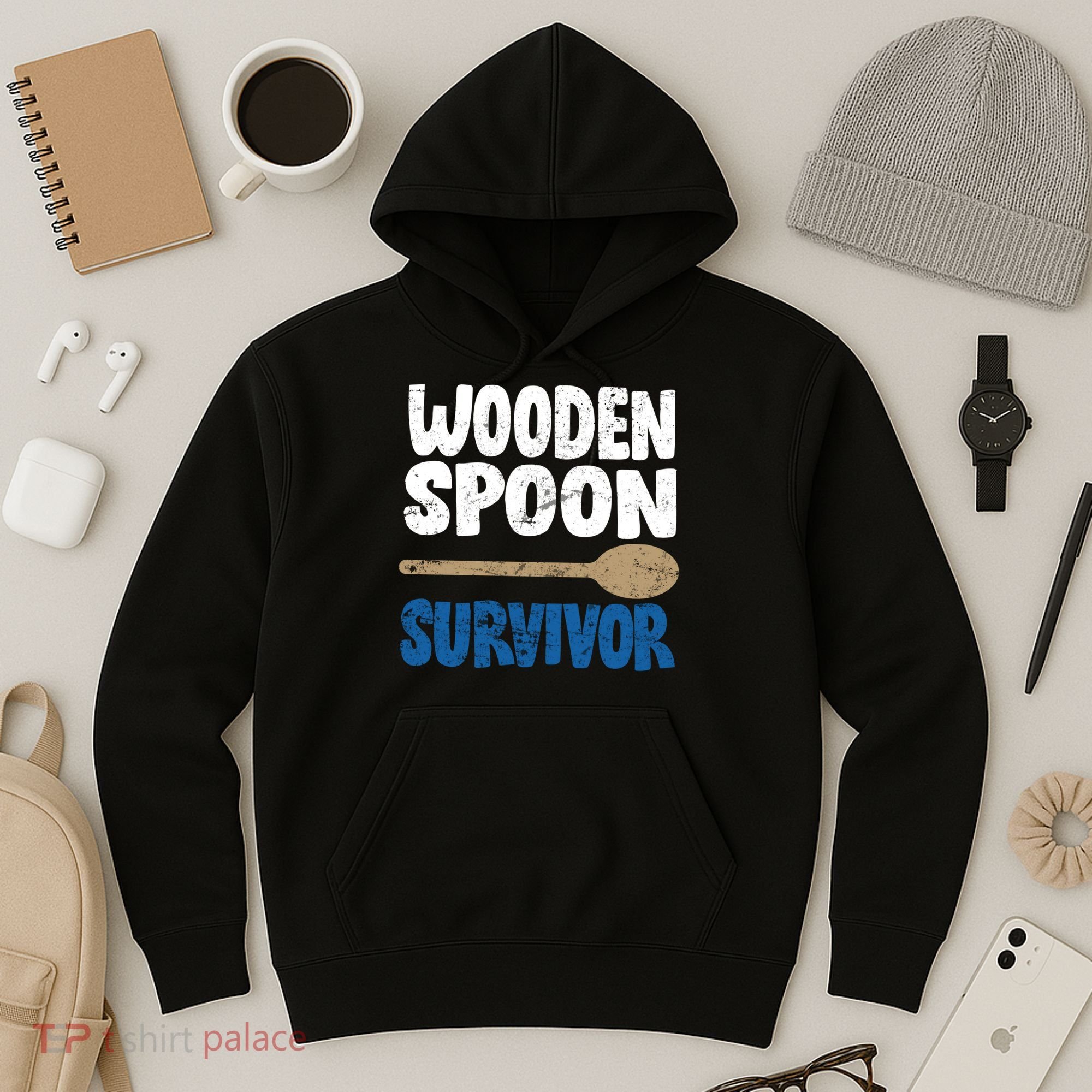 Funny Wooden Spoon Survivor Distressed Hoodie