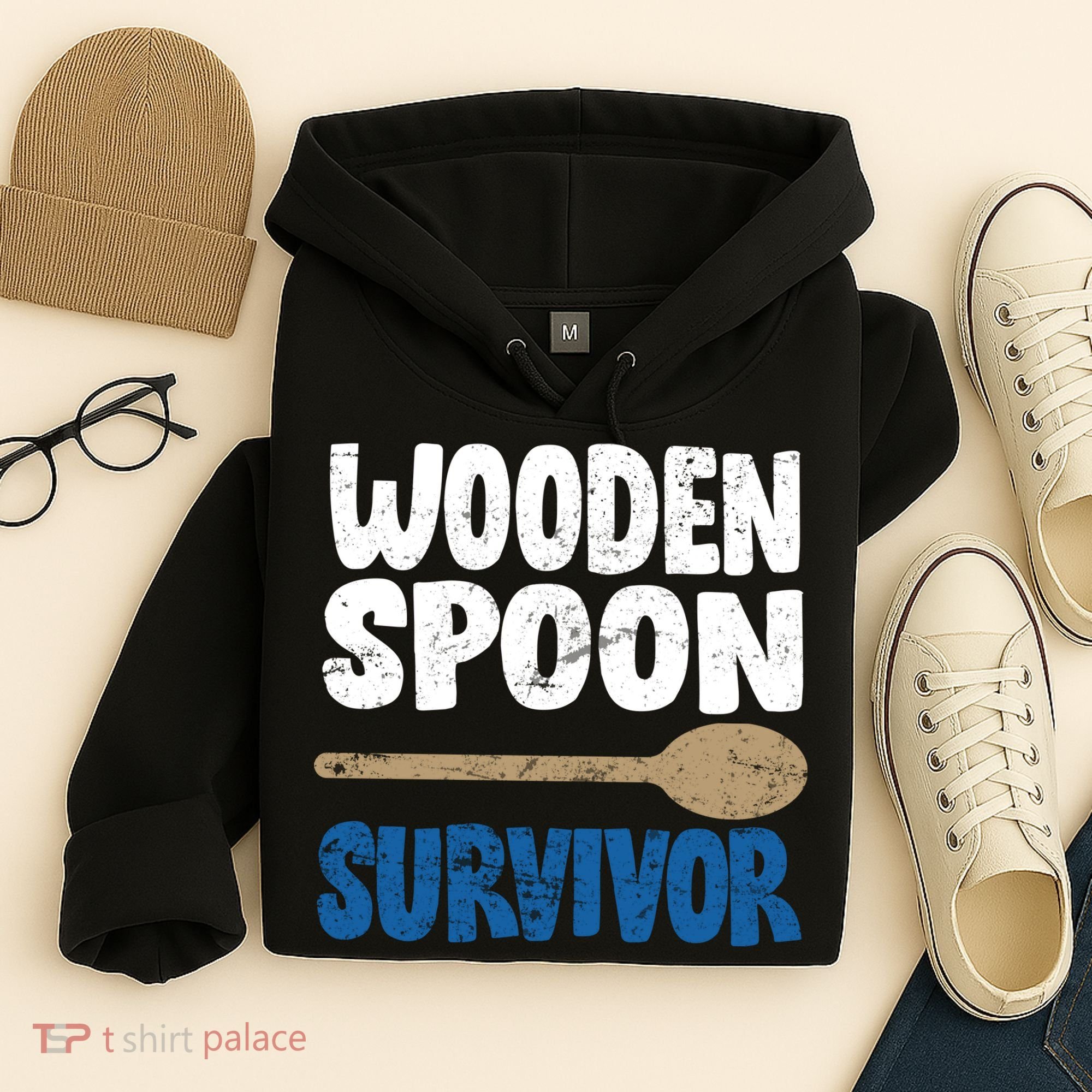Funny Wooden Spoon Survivor Distressed Hoodie