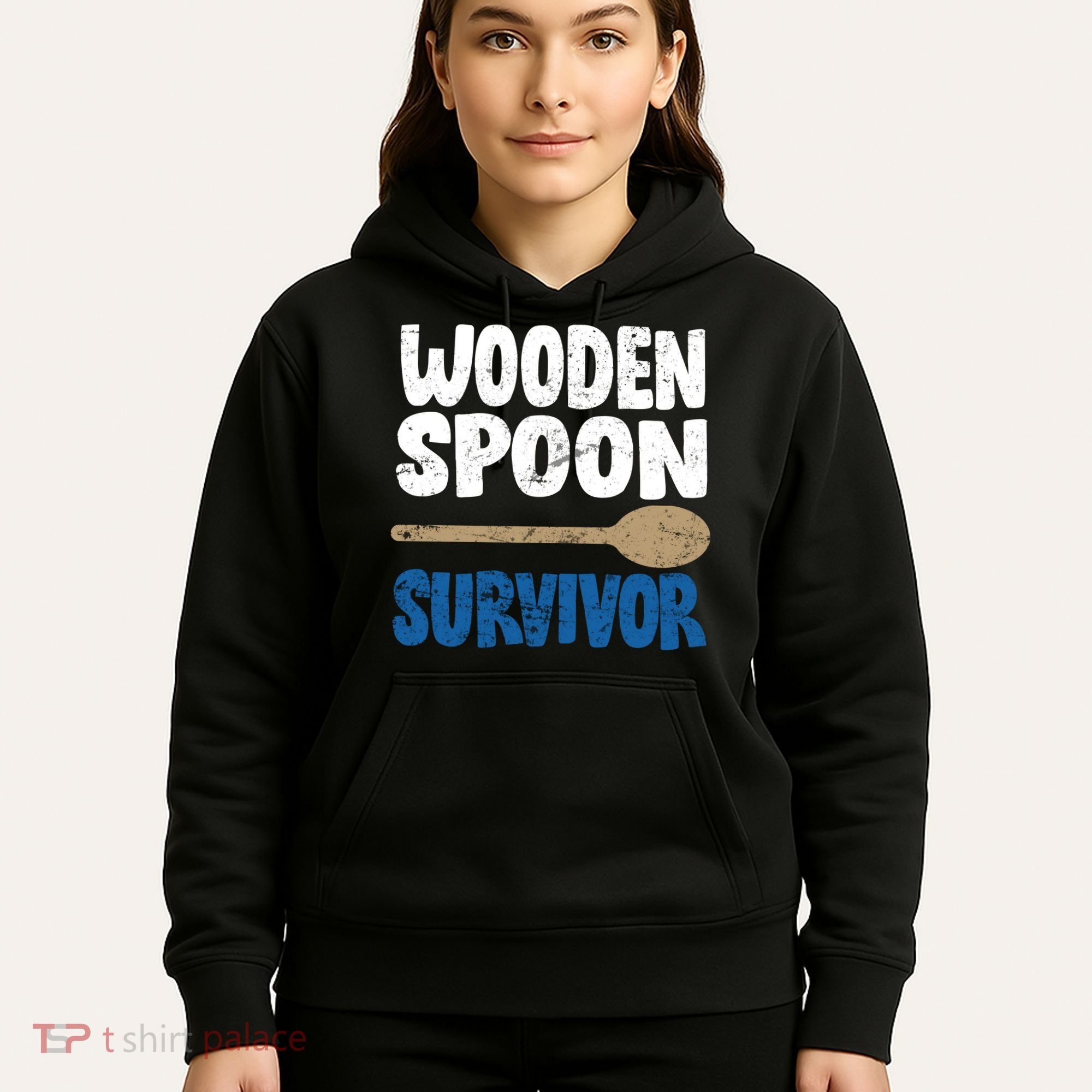 Funny Wooden Spoon Survivor Distressed Hoodie