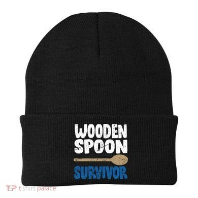 Funny Wooden Spoon Survivor Distressed Beanie