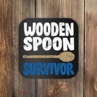 Funny Wooden Spoon Survivor Distressed Coaster thumb 0