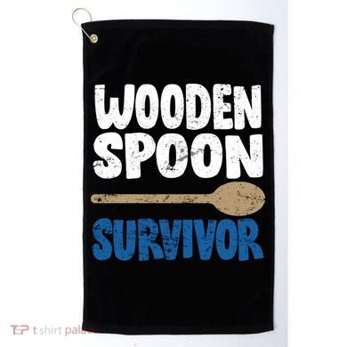 Funny Wooden Spoon Survivor Distressed Golf Towel