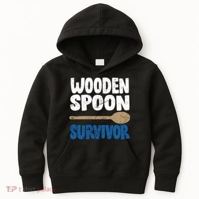 Funny Wooden Spoon Survivor Distressed Kids Hoodie