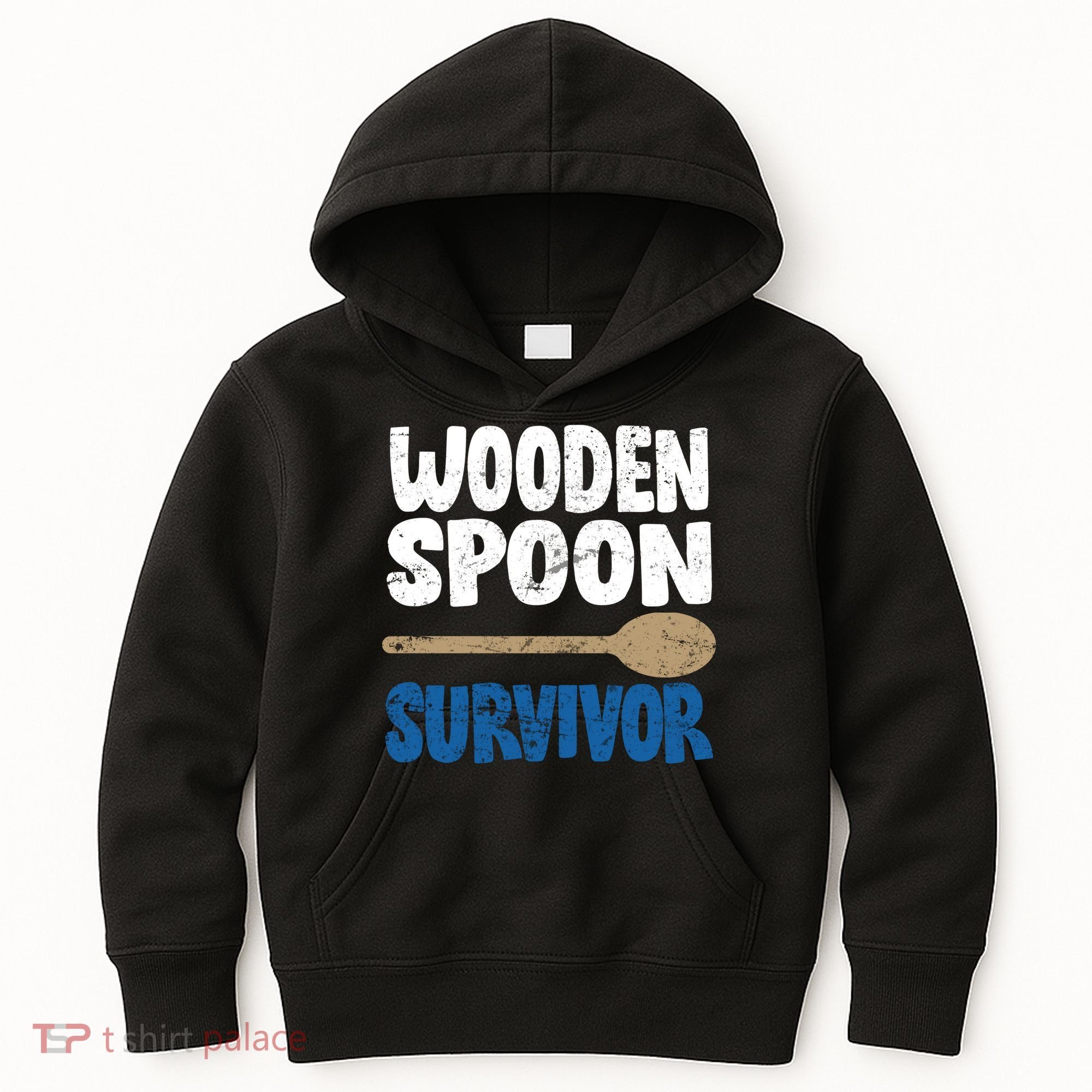 Funny Wooden Spoon Survivor Distressed Kids Hoodie