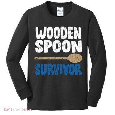 Funny Wooden Spoon Survivor Distressed Kids Long Sleeve Shirt