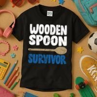 Funny Wooden Spoon Survivor Distressed Kids T-Shirt thumb 3