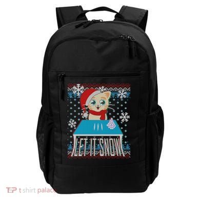 Funny X-Mas Let It Snow Cat Ugly Christmas Sweater Backpack