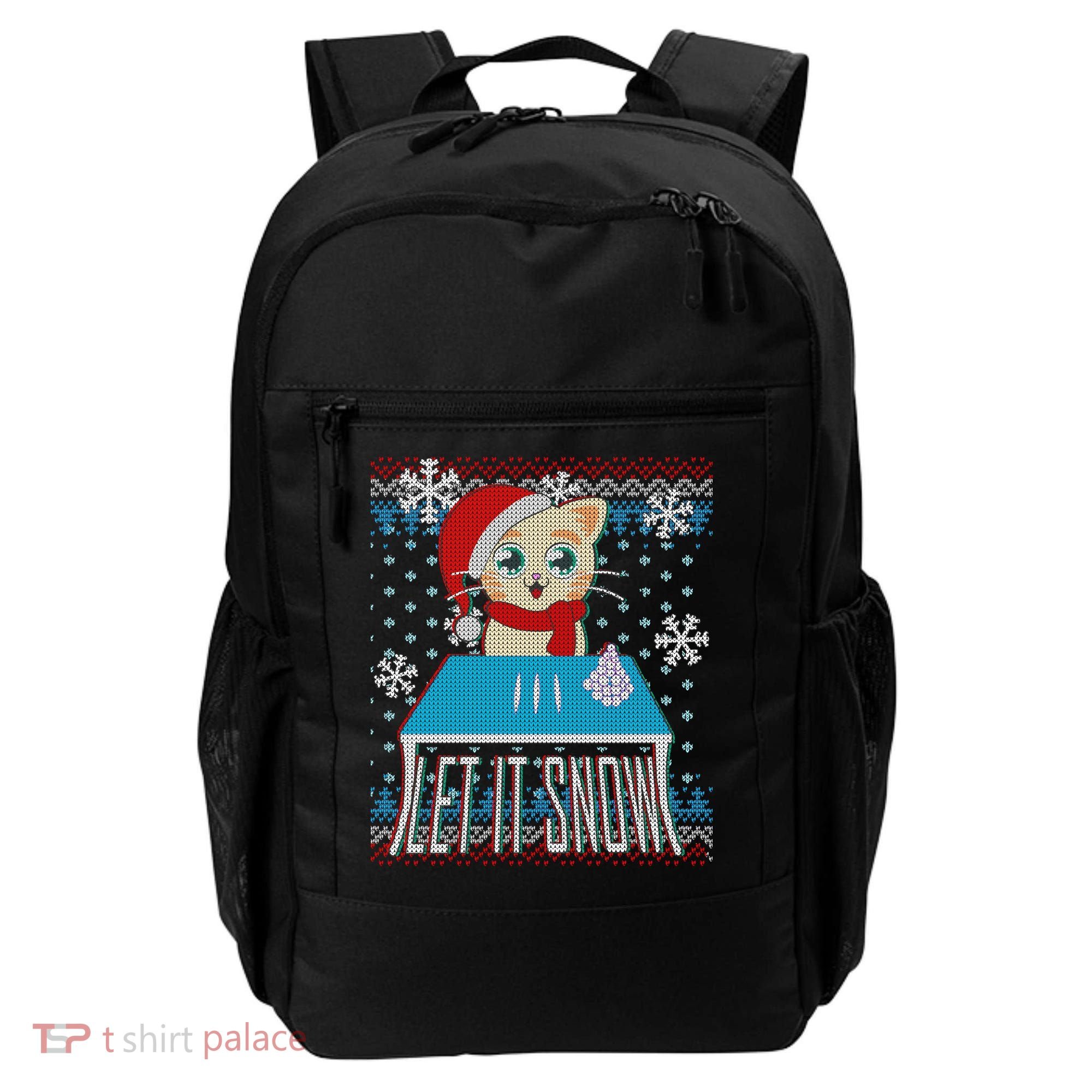 Funny X-Mas Let It Snow Cat Ugly Christmas Sweater Backpack