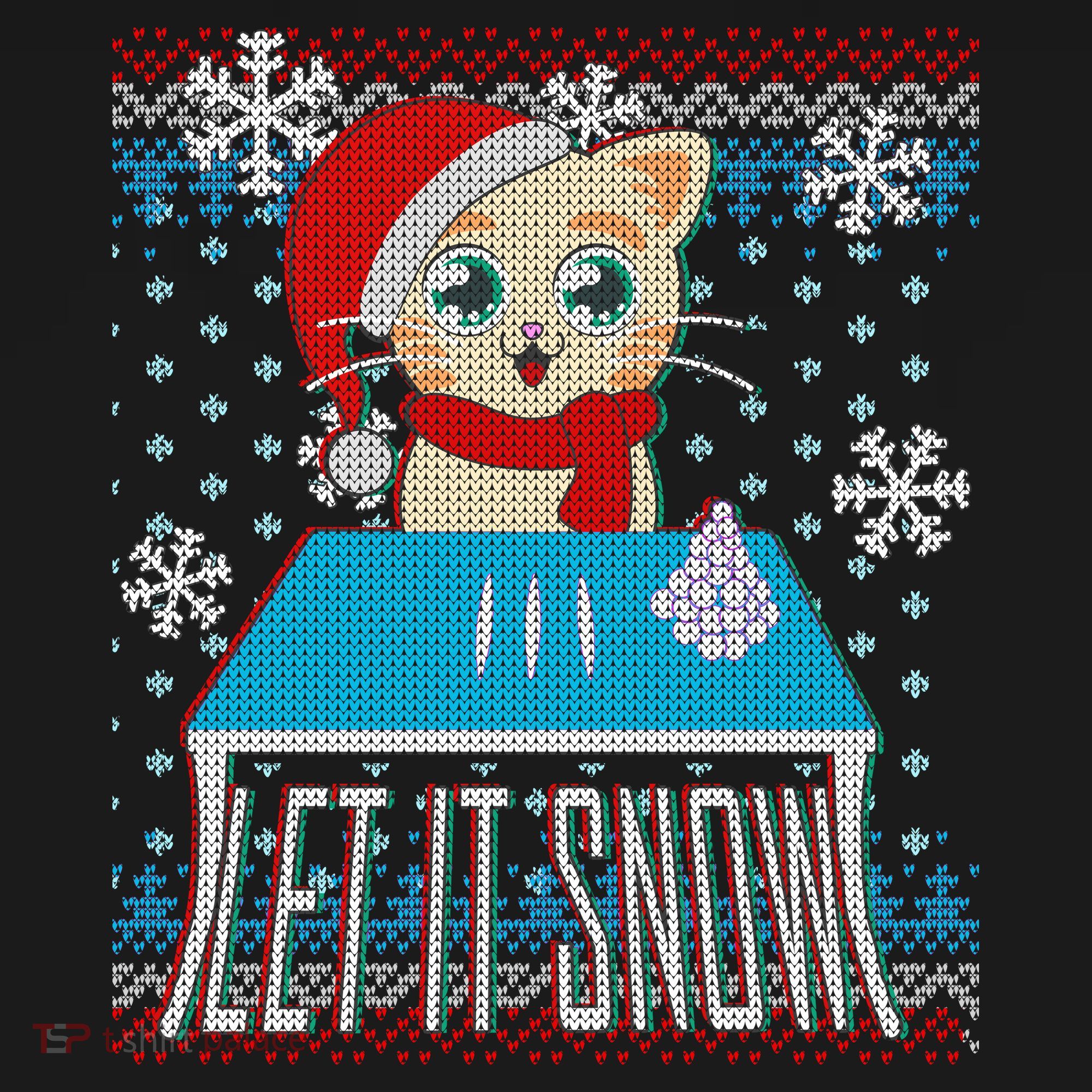 Funny X-Mas Let It Snow Cat Ugly Christmas Sweater Backpack