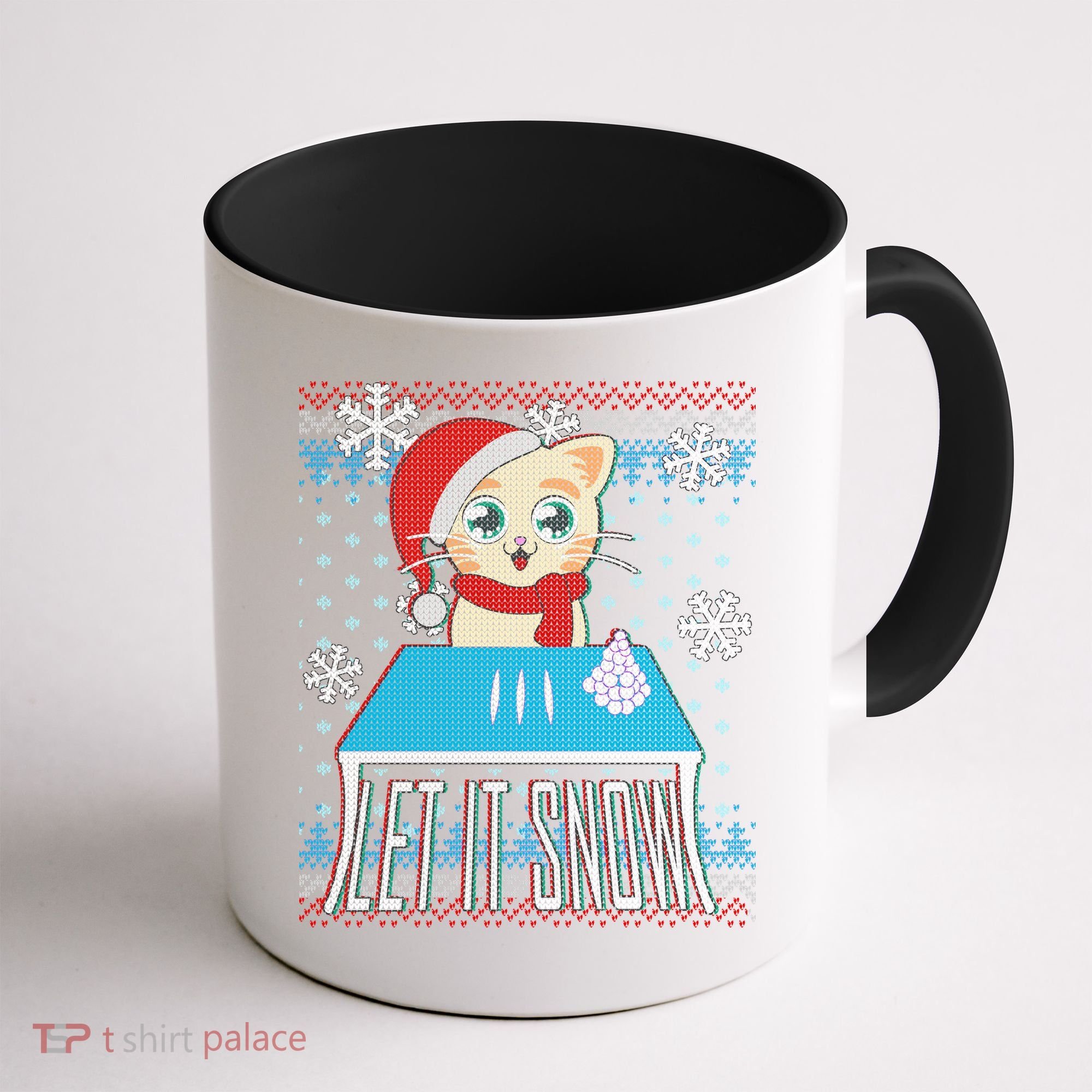 Funny X-Mas Let It Snow Cat Ugly Christmas Sweater Coffee Mug