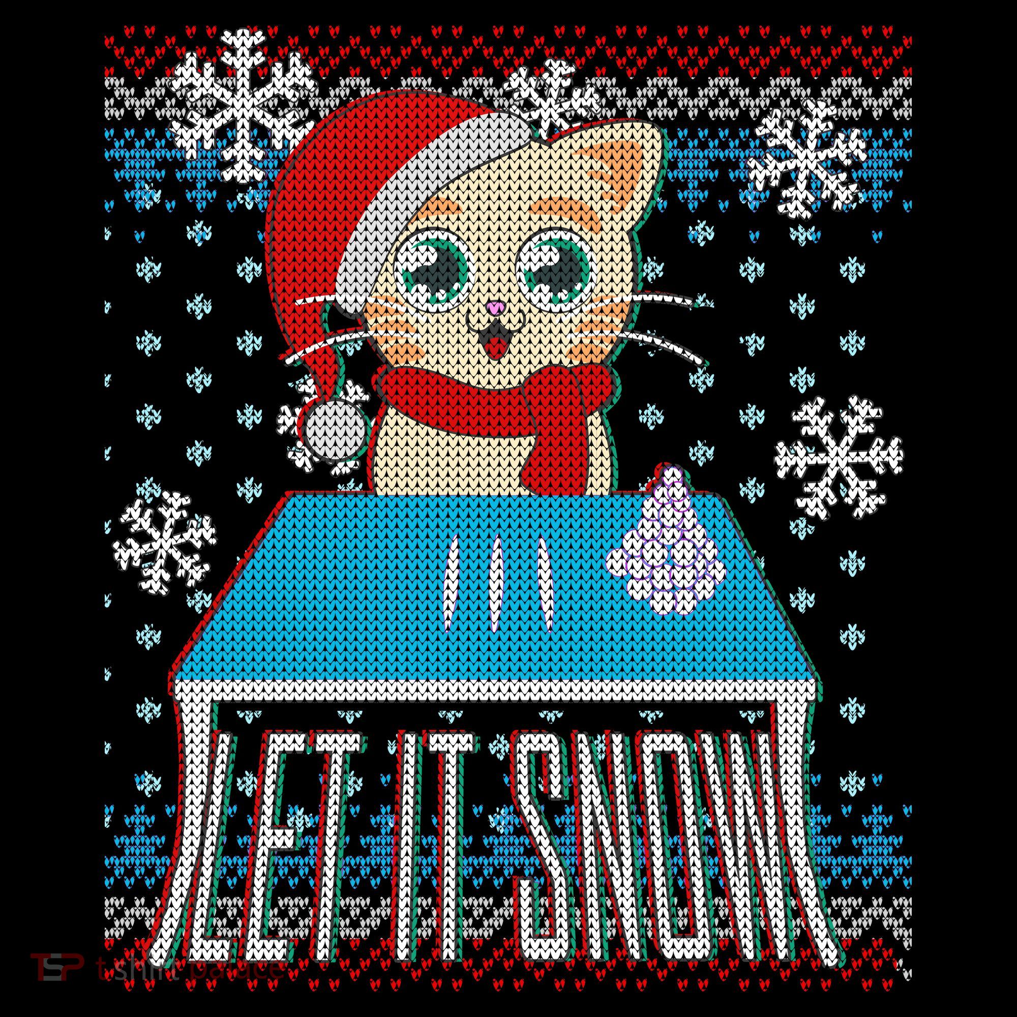 Funny X-Mas Let It Snow Cat Ugly Christmas Sweater Coffee Mug