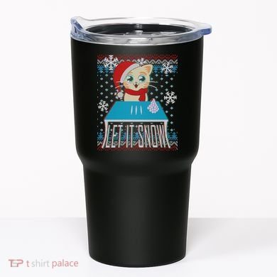 Funny X-Mas Let It Snow Cat Ugly Christmas Sweater Tumbler