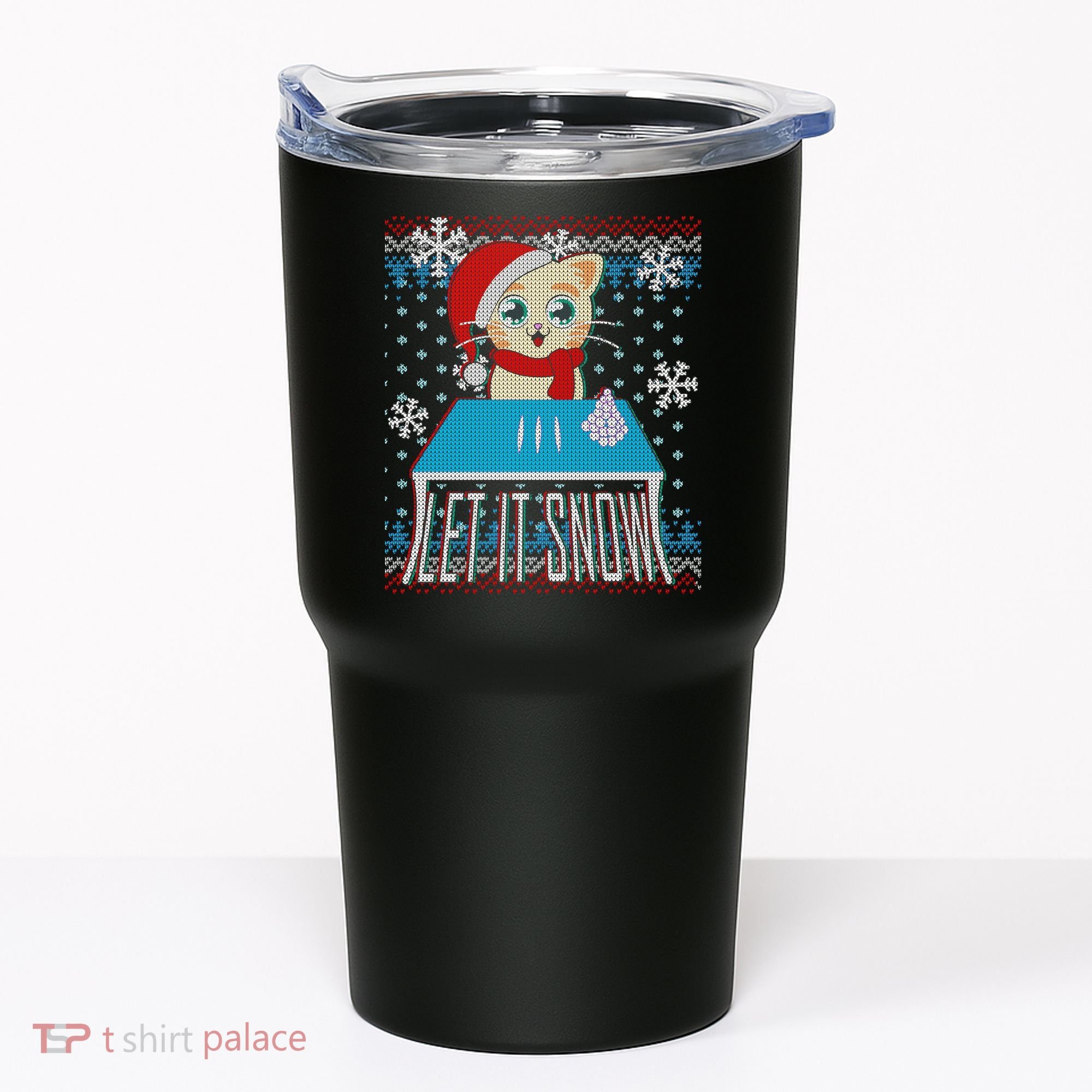 Funny X-Mas Let It Snow Cat Ugly Christmas Sweater Tumbler