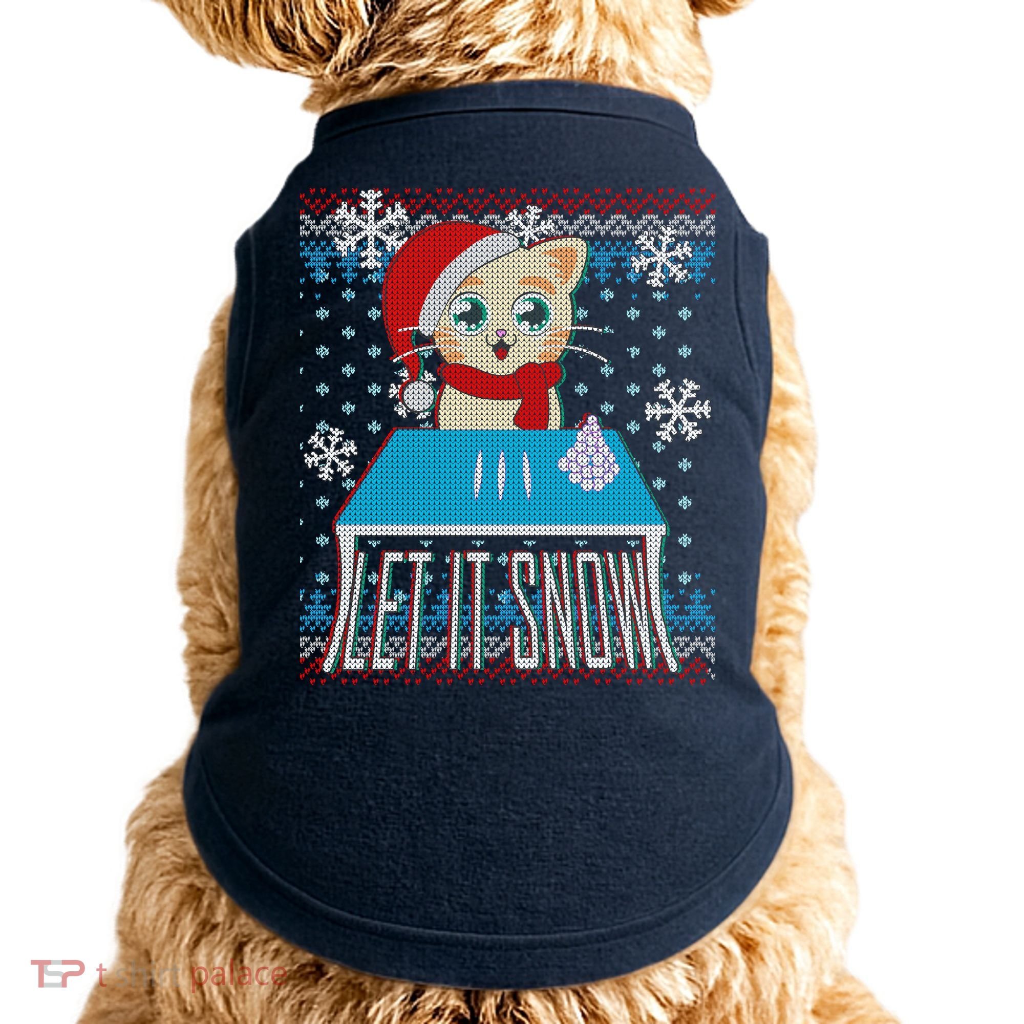 Funny X-Mas Let It Snow Cat Ugly Christmas Sweater Doggie Tank