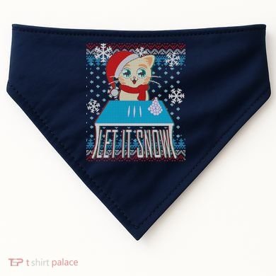 Funny X-Mas Let It Snow Cat Ugly Christmas Sweater USA-Made Doggie Bandana