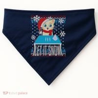 Funny X-Mas Let It Snow Cat Ugly Christmas Sweater USA-Made Doggie Bandana thumb 0