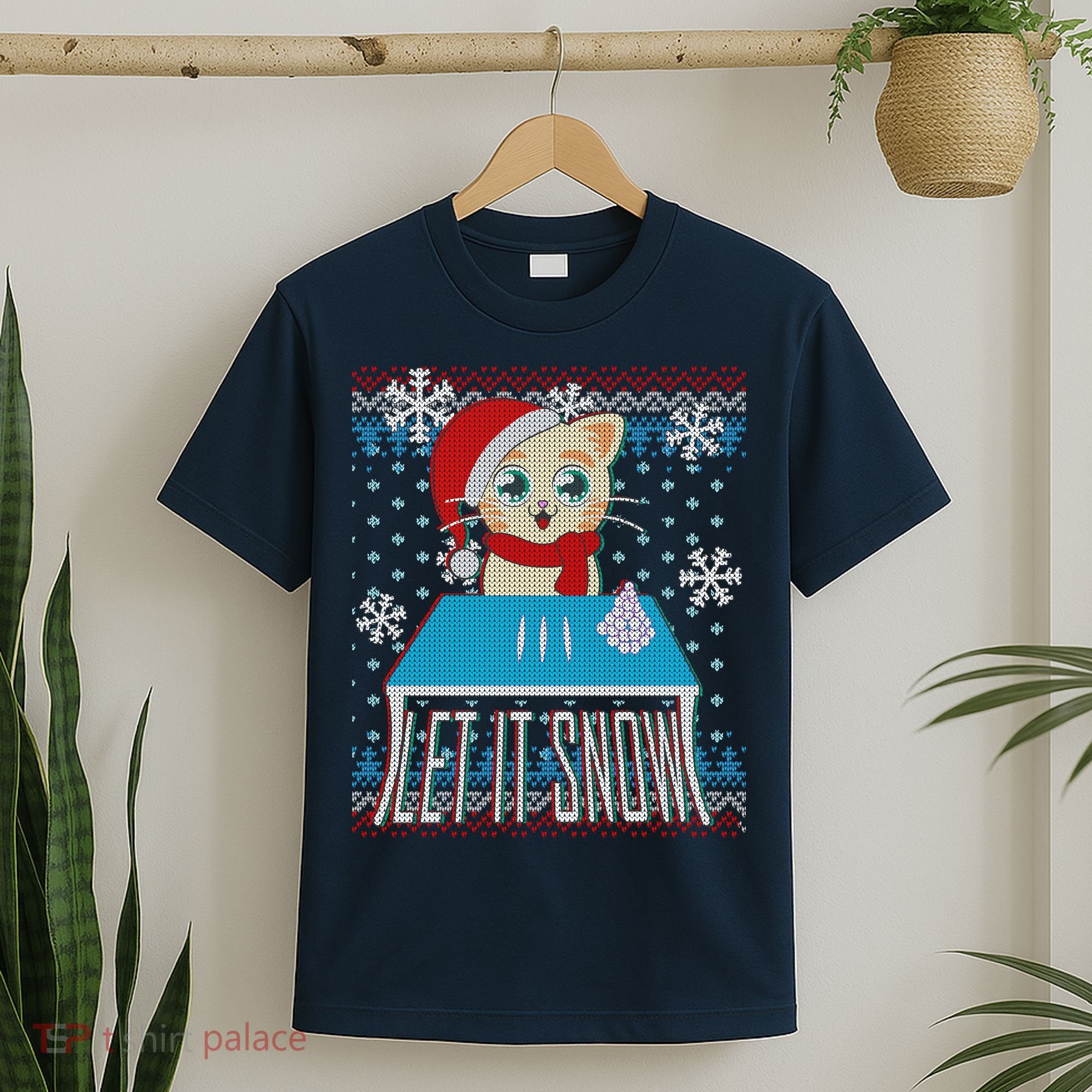 Funny X-Mas Let It Snow Cat Ugly Christmas Sweater T-Shirt